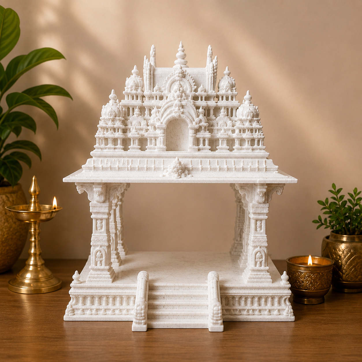 Mini 6 Pillar Temple Mandir with Custom Idol | 3D Printed Home Temple