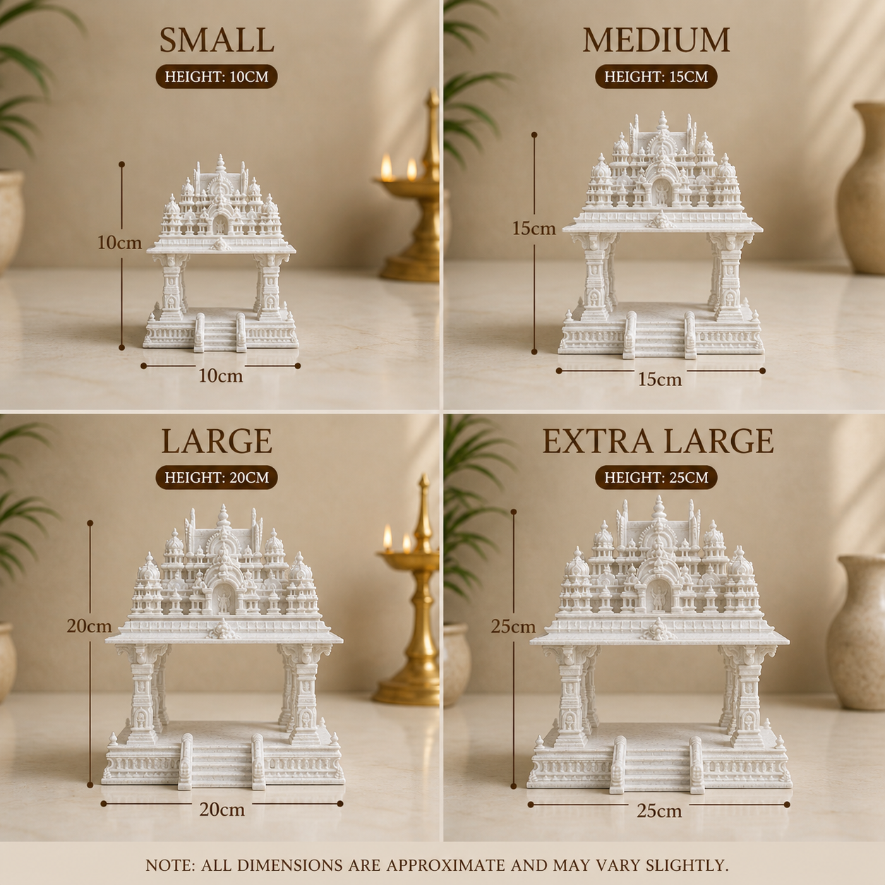 Mini 6 Pillar Temple Mandir with Custom Idol | 3D Printed Home Temple - Image 3