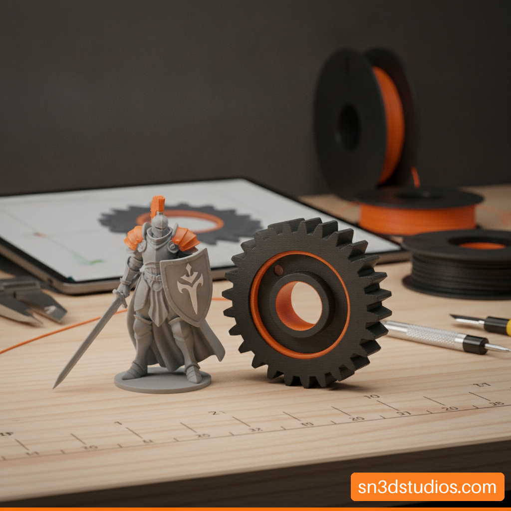 Comparison of FDM filament print and SLA resin 3D print sample quality